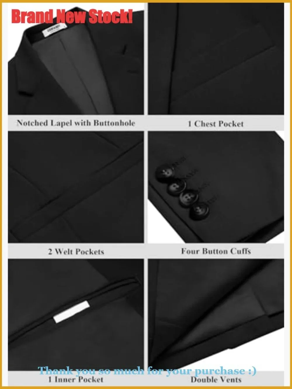 Lightweight Sport Coat Regular Fit Two Button Blazer Polyester Blend - Picture 6 of 7